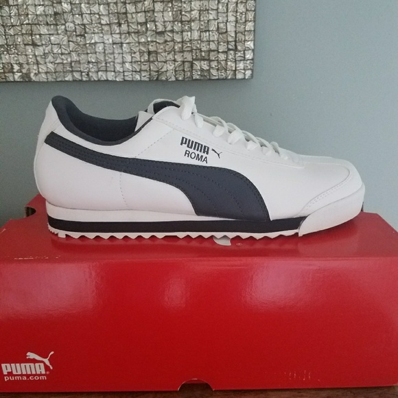 puma roma white and blue